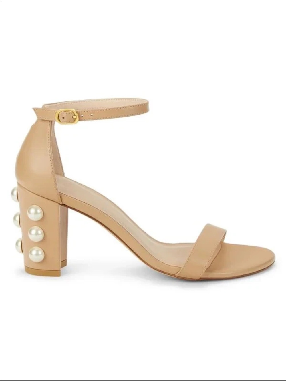 Stuart Weitzman NearlyNude Pearl Block Heels Size 8 (7.5 - 8) w/box